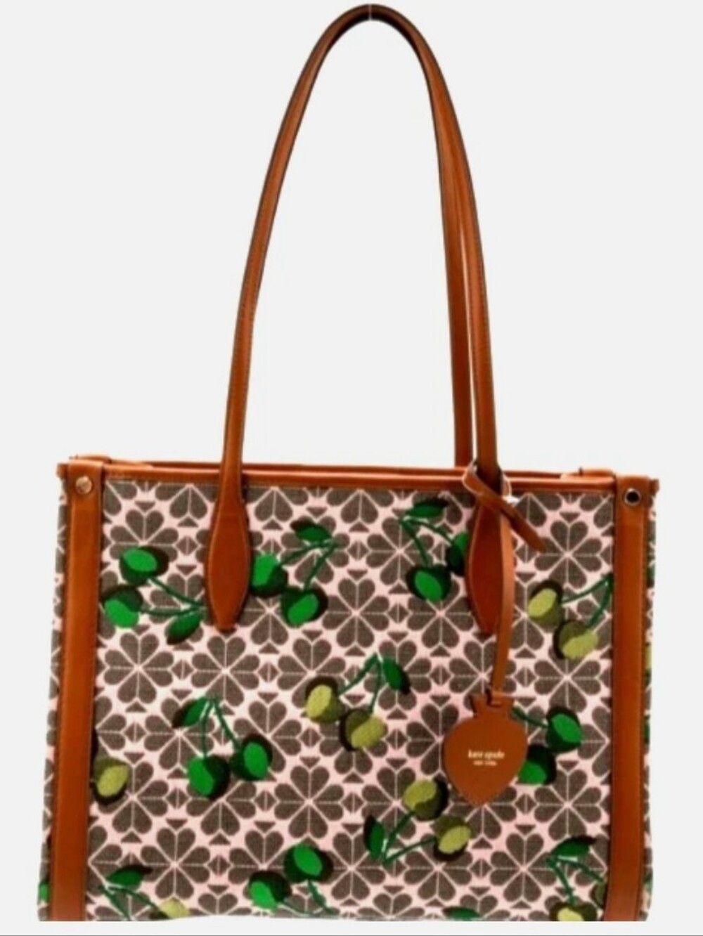 Kate Spade NWOT $495 Signature OLIVES Large Tote Leather Trim